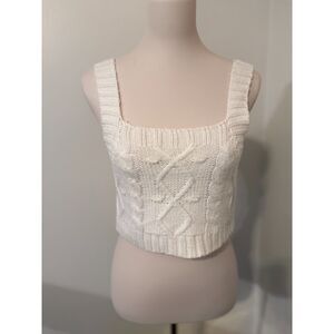 Kendall + Kylie ivory cable-knit cropped sweater tank, size Small